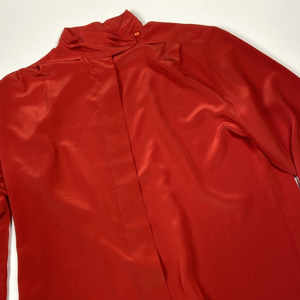 Vtg Pendleton Hidden Button Blouse Size 14 Red Lightweight Sophisticated Classic
